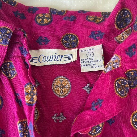 Vintage Hot Pink/Purple Patterned Flowy Blouse - Picture 4 of 6
